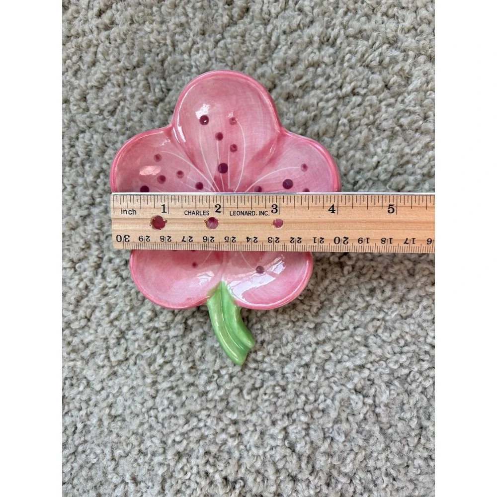 Ceramic Flower Soap Dish - Creative Red Flower Soap Holder (5.5
